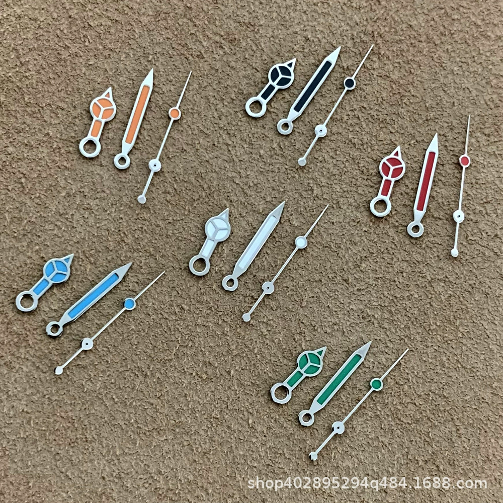 Указатель иглы для часов может быть собран NH35 NH36 4 Движение с серебристыми краями Mercedes-Benz игла зеленая светящаяся указка