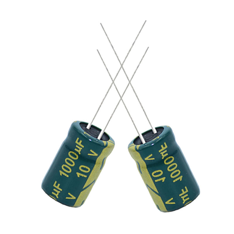 10V 1000UF Through-Hole Aluminum Electrolytic Capacitor, Green Gold High Frequency Low Impedance, 8*12mm, 1000UF/10V