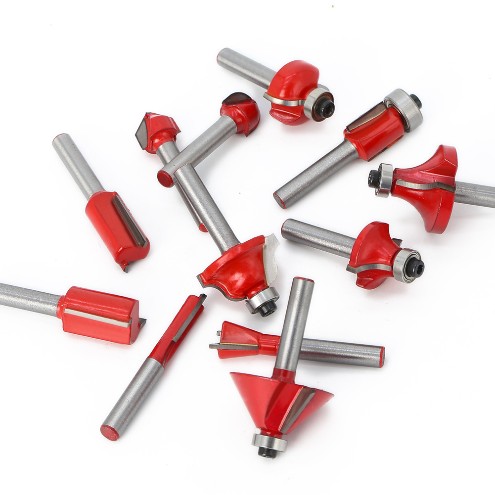 12 piezas 6 mango 1/4 mango 8 mango carpintería fresadora cuchillo de carpintería conjunto de caja de madera cuchillo de recorte cuchillo recto cuchillo de ángulo redondo