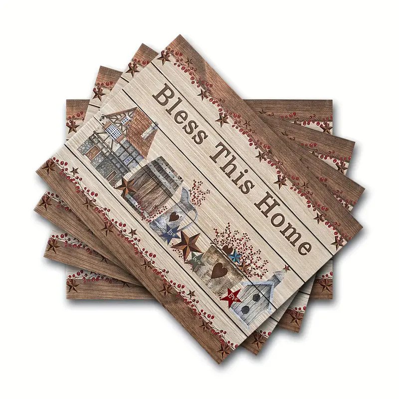 Transfronterizos lino almohadilla de mesa Aliexpress TEMU Amazon almohadilla de mesa cuadrada búfalo rojo almohadilla de Navidad Día de la Independencia