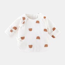 新生儿衣服秋冬加厚棉衣0-3月宝宝保暖上衣夹棉婴儿半背衣初生儿