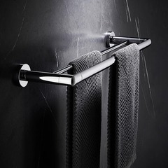 鋅合金鍍鉻毛巾雙杆浴室衛生間酒店工程免釘毛巾置物收納架壁掛架