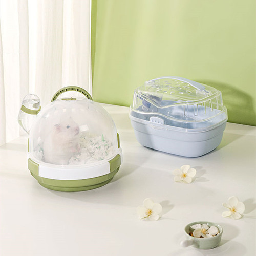 Hamster cage with UFO house, squirrel house with golden wire, bear nest supplies, acrylic pet carry-out box