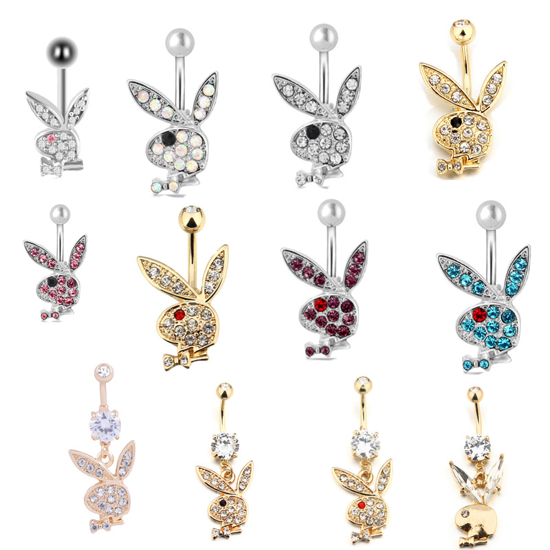 Estilo De Dibujos Animados Moda Conejo Metal Esmalte Diamantes De Imitación Piercing En El Ombligo display picture 1