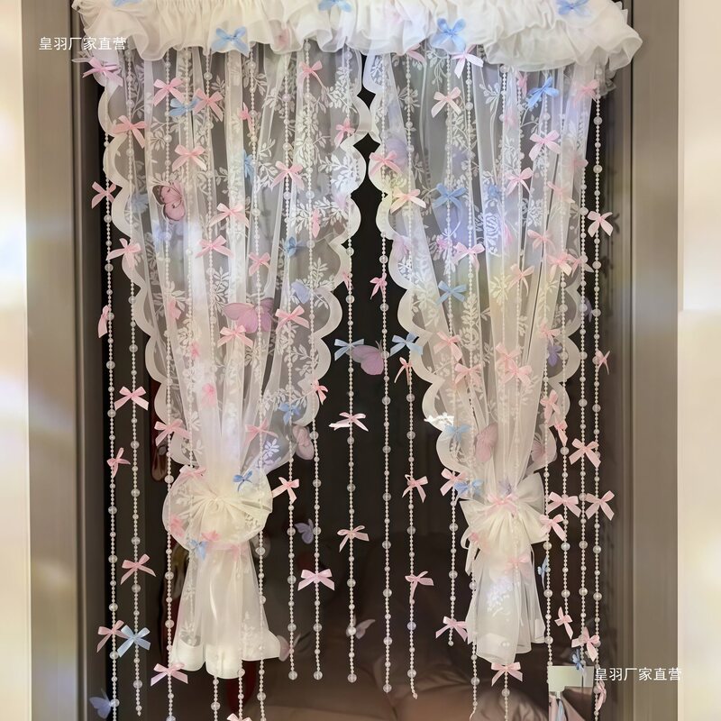 Bedroom Door DIY Beaded Door Curtain Girl Bow Bead Chain Material Curtain Bedroom Renovation Dreamy Atmosphere Bead Chain
