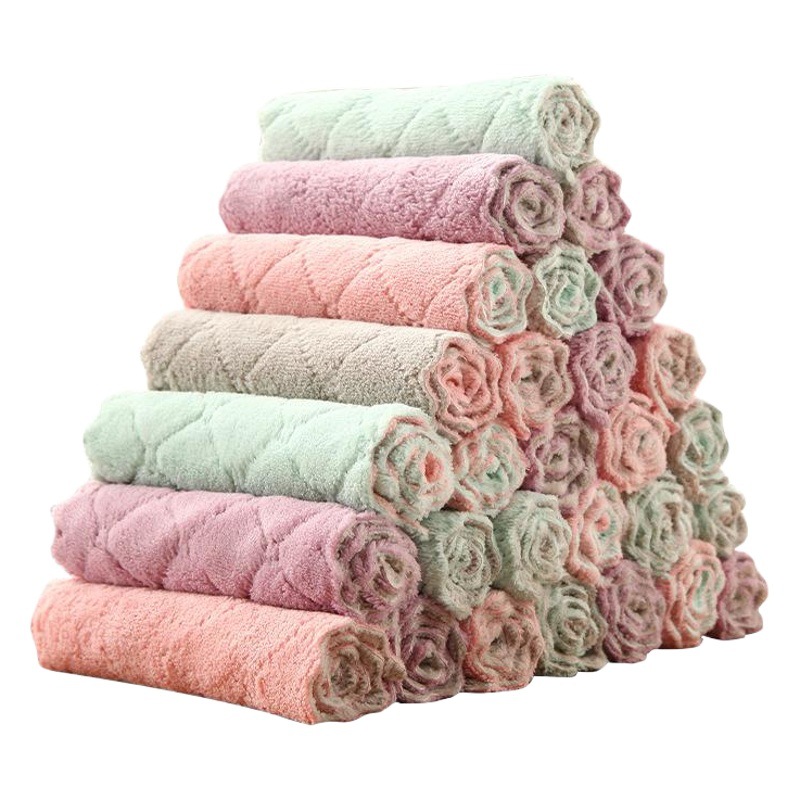 Paño de cocina de limpieza de doble cara de dos colores fuerte trapo absorbente material de fibra Toalla de plato almohadilla de fregado húmedo y seco