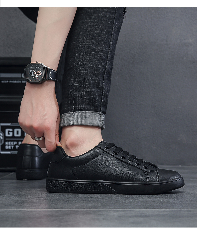Férfi fehér bőr sneaker légáteresztő alkalmi sportcipő_voghion.com