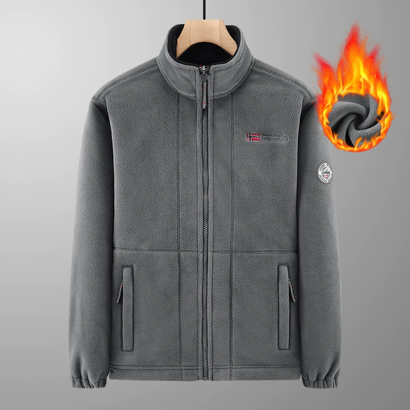 Экспортируется в Норвегию Одинарная утолщенная Двусторонняя флисовая куртка на флисовой подкладке Мужская осенне-зимняя теплая Повседневная Свободная куртка больших размеров