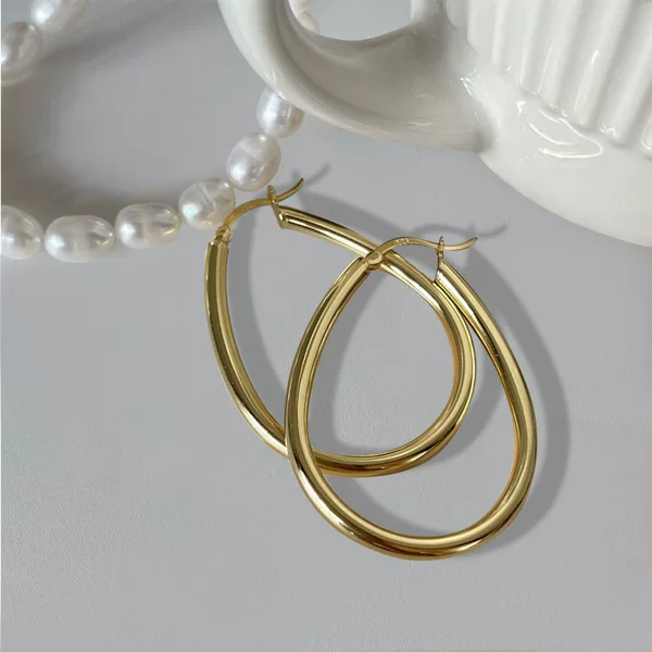 Manufacturer Sells S925 Silver Earrings, Niche Minimalist Style, European and American Retro Exaggerated Hoops, High-End and Elegant Ear Accessories