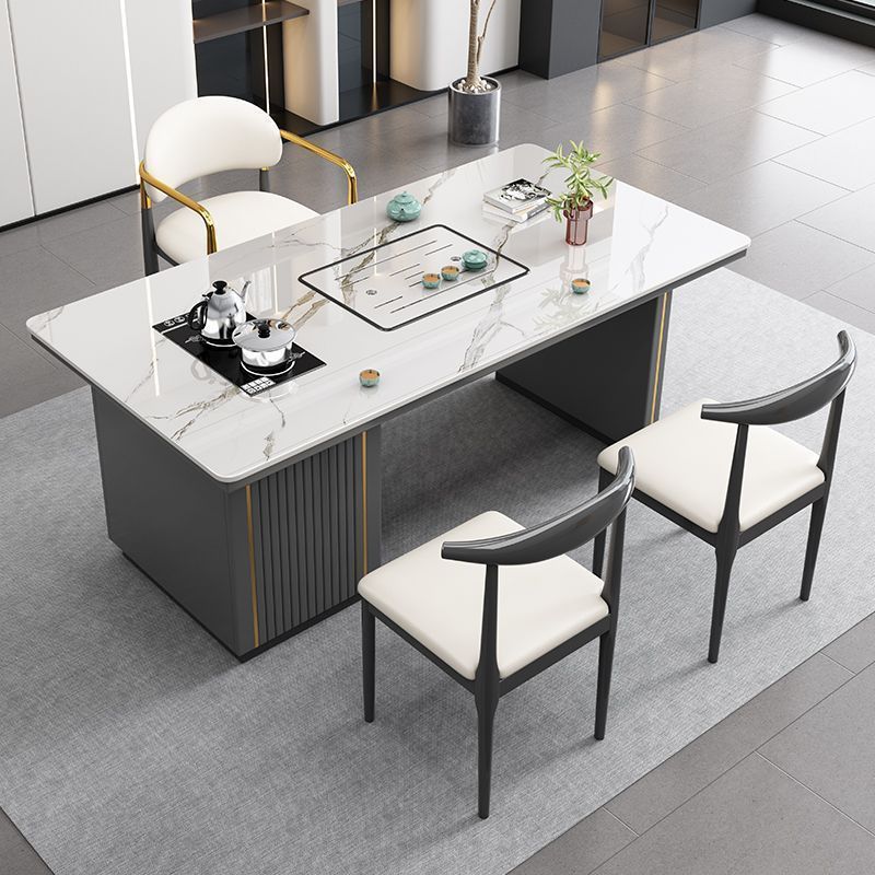 Mesa de té de tabla de roca en un conjunto completo de lujo ligero moderno simple oficina en el hogar silla de mesa de té multifuncional balcón de té