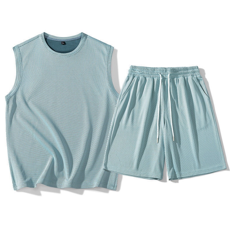 Ropa de ejercicios para hombres chaleco de hielo secado rápido conjunto de ropa deportiva camiseta de verano equipo de baloncesto entrenamiento de mangas cortas para correr
