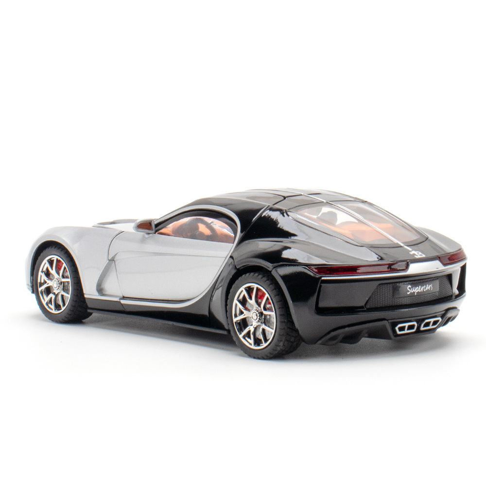 Modelo de coche de aleación de coche 1:24 Bugatti Atlántico coche deportivo Tire hacia atrás el sonido y la luz 4 Puerta Abierta modelo de coche de juguete adornos