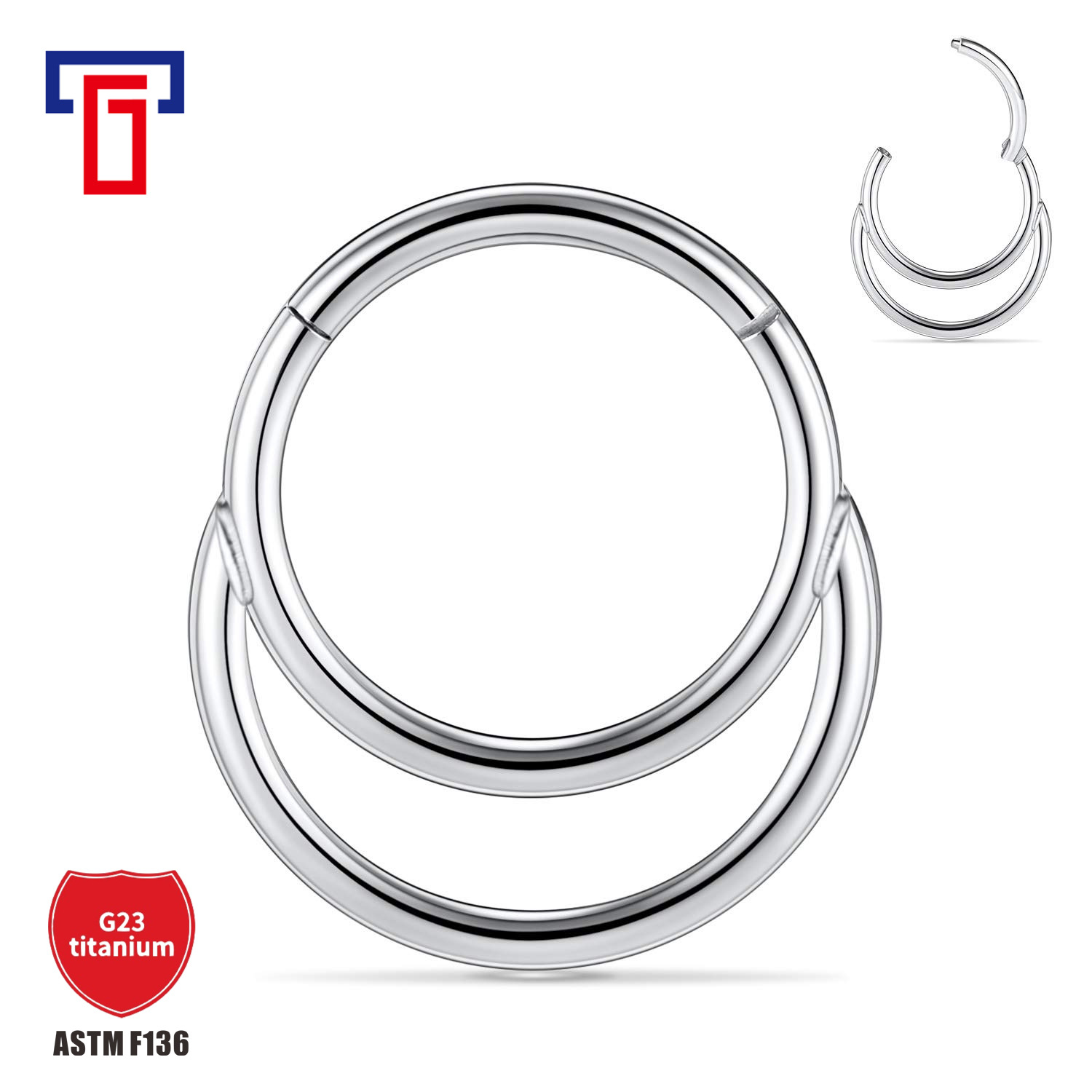 G23 Titanium Nose Ring Inner Arc Moon Titanium Alloy Stud Earrings Closed Body Piercing Jewelry detail image 14