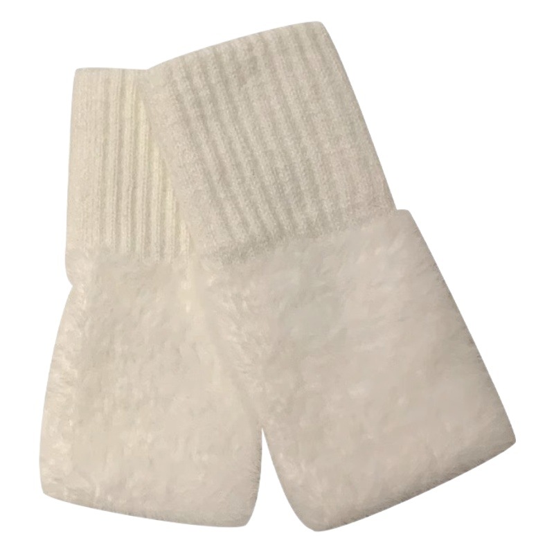 Lana caliente medio dedo guantes mujer invierno felpa de punto muñeca protección fugas dedo versátil pantalla táctil Oficina estudiante escritura