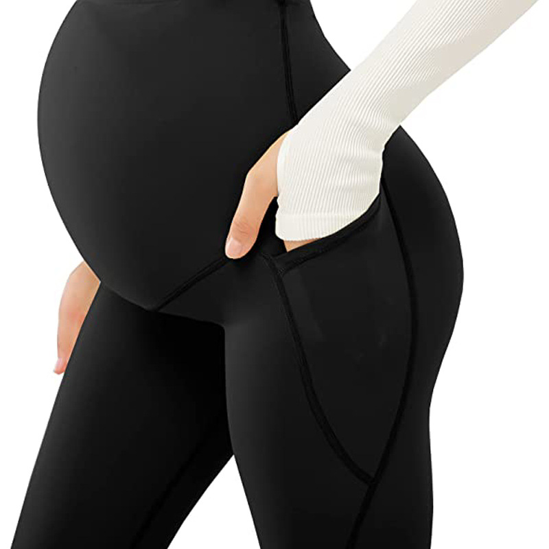 Dameskleding zwangere vrouwen hoge taille elastische sport training zak yoga broek leggings XY8 17 buikondersteuning_voghion.com