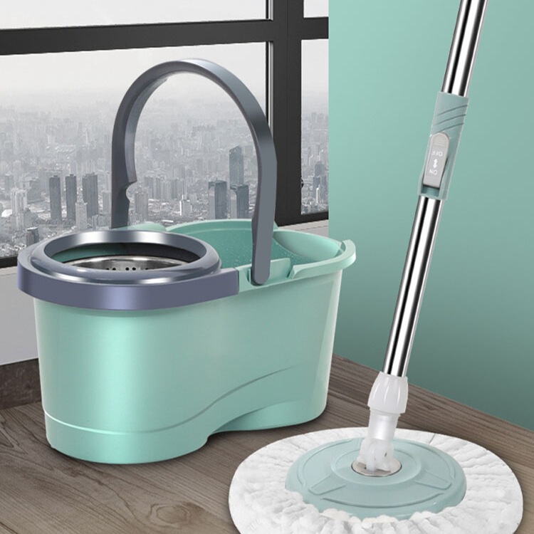 Household Mop Bucket Rotating Mop Bucket Dual-Drive Mop Good Stainless Steel Mop Rod Hand-Pressed Floor Mop Spin-Dryer
