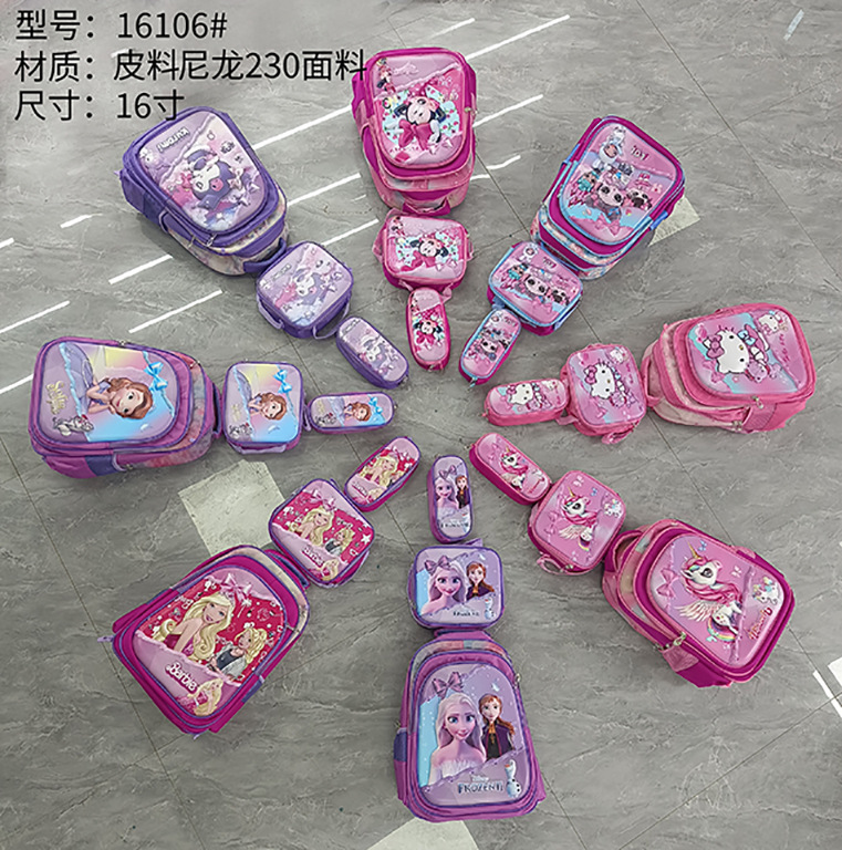 Fábrica en stock nueva mochila de tres piezas para niños y niñas niños de la escuela primaria trolley mochila de gran capacidad