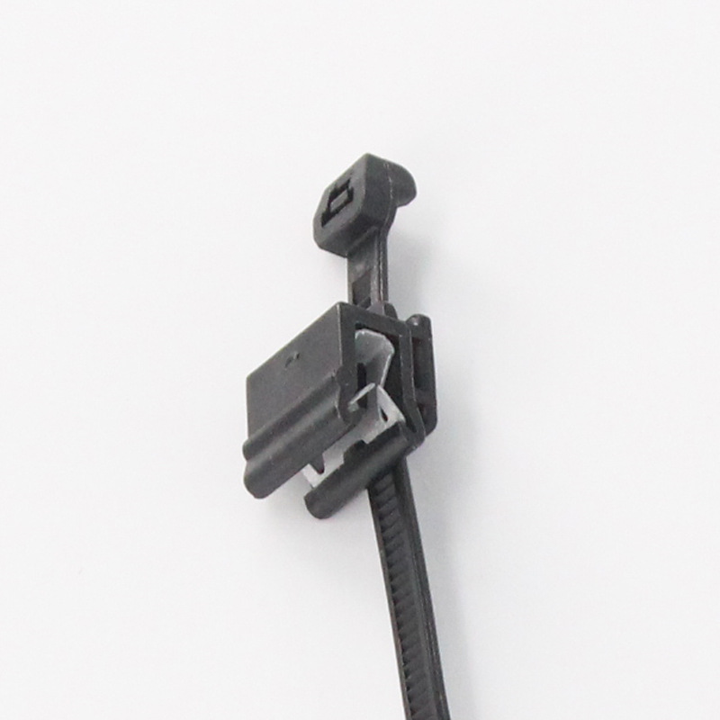 新能源电动汽车飞机头卡扣高强度黑色自锁式固定线束钣金扎带EC3