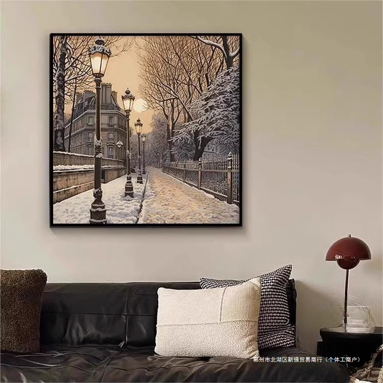 French Winter Paris Retro Living Room Decoration Painting Entrance Niche Art Hanging Painting Landscape Bedroom Restaurant Mural