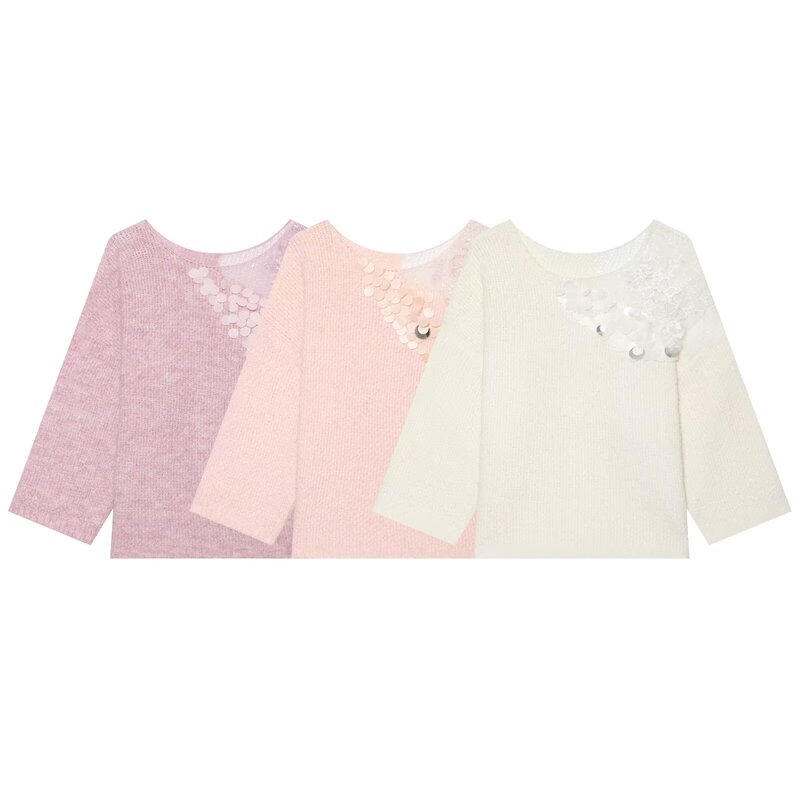 Myst&Za French Sweet Style Sequined Knit Sweater for Women, Hollow-Out, Lazy Style, Slimming, Versatile, Soft Sweater Top