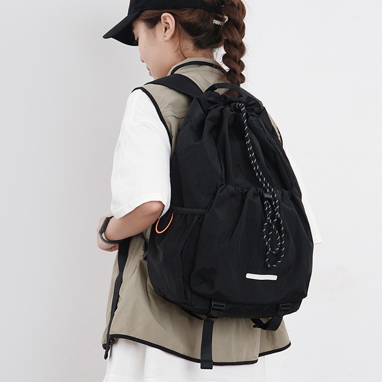 Strap drawstring backpack men's canvas bag, outdoor sports splash proof mountaineering backpack, travel tennis bag for_voghion.com