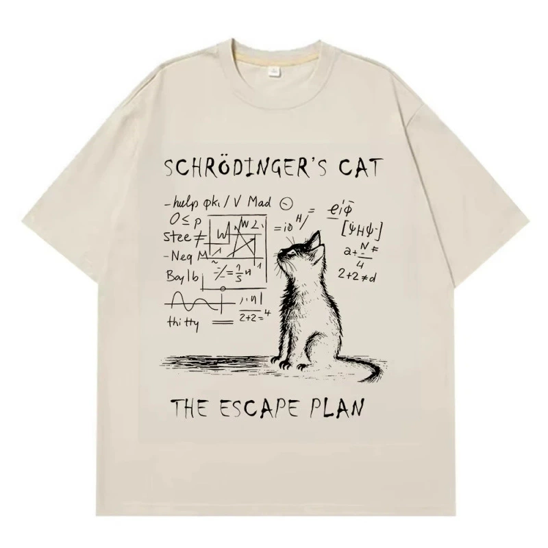 Футболка Ouma с принтом Schrödinger's Cat, чистый хлопок, унисекс S–XXXL