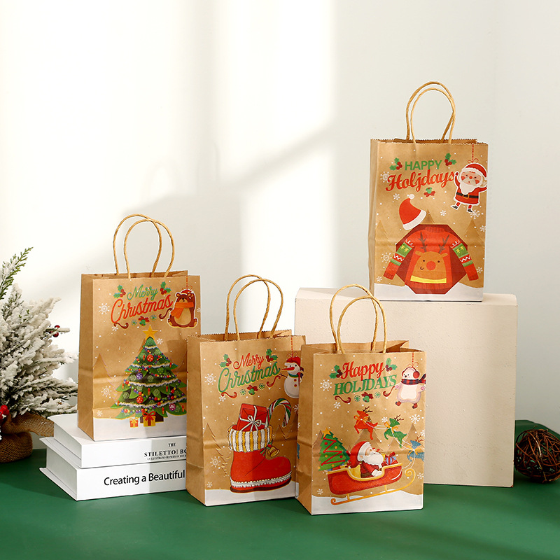 Christmas gift bag Christmas candy bag color flat paper bag cartoon…