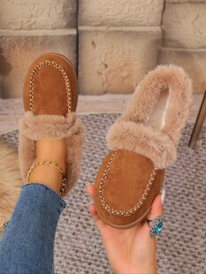 E 78887 Flat Bottom Winter Warm Moccasin ��aƽ����Ь
