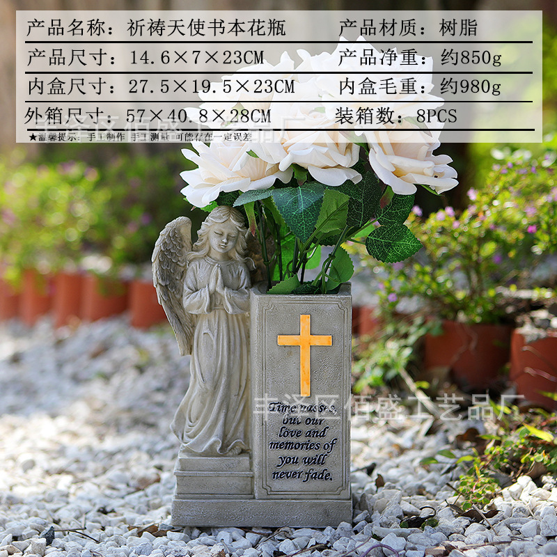 Jarrón de libro de ángel de oración (sin flores)