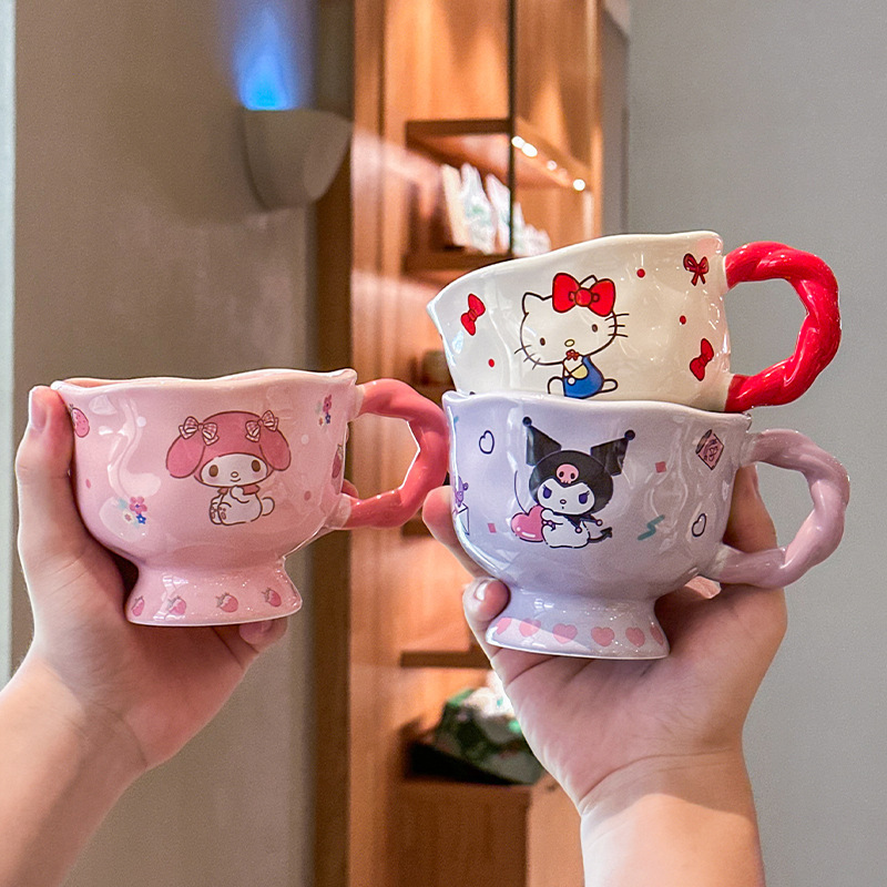 Sanrio Hello Kitty Cup Kuromi Goblet Ceramic Mug for Girls Birthday Gifts and Souvenirs