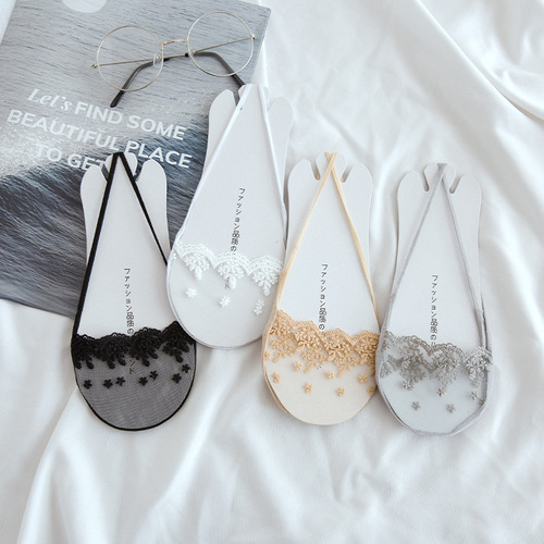 Socks women's invisible lace socks solid color cotton socks shallow mouth garter socks non-falling high heels half-length invisible socks