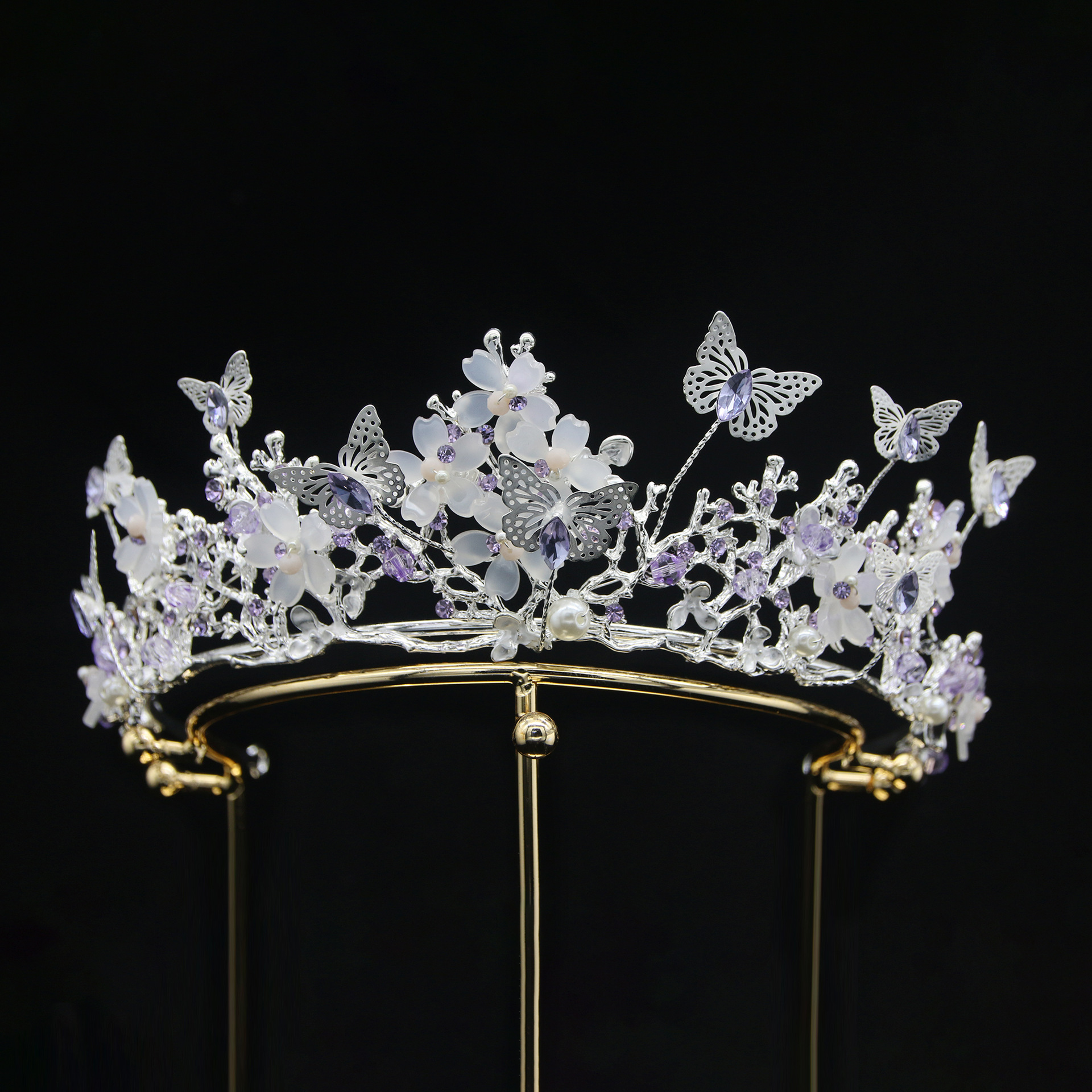 Bride Crown Vintage Style Handmade Hair Accessory For Weddings_voghion.com