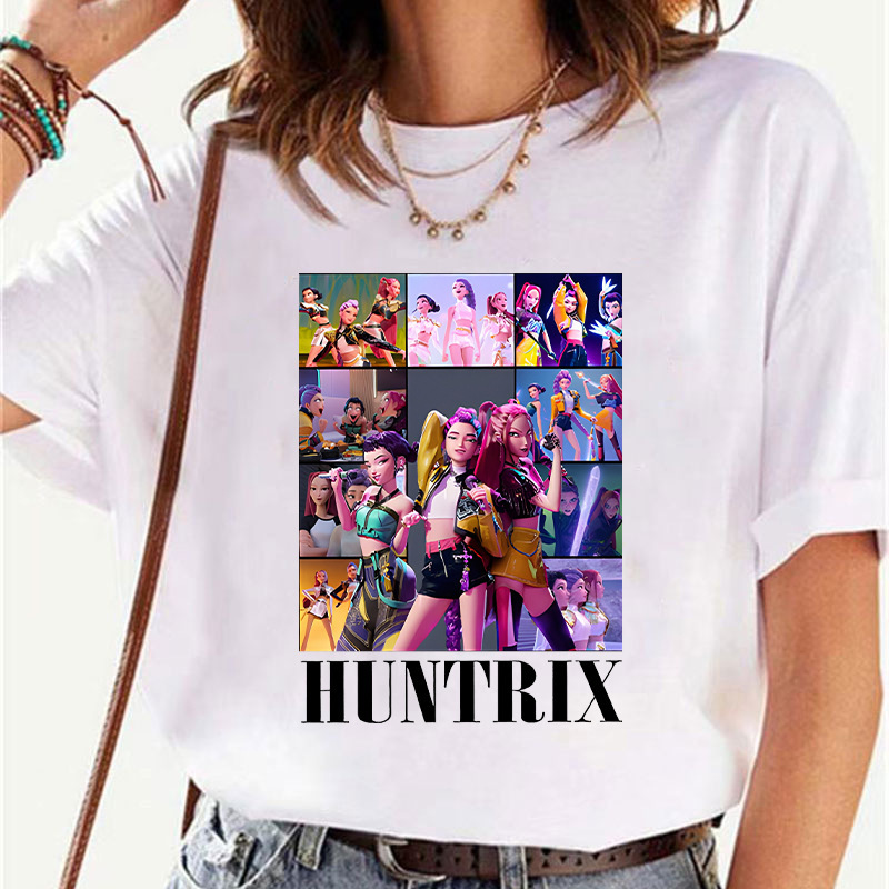 Spot Delivery Kpop Korean Flow Witch Group Printed T-Shirt Casual Short-Sleeved European Size Modal Top 0925-2