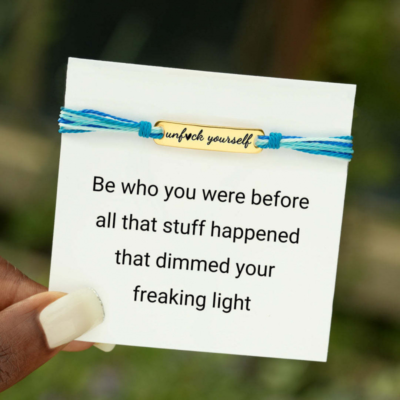 Cross-Border New Hand-Woven Bracelet Unf ♥ Ck Yourself Handmade Bracelet with Greeting Card