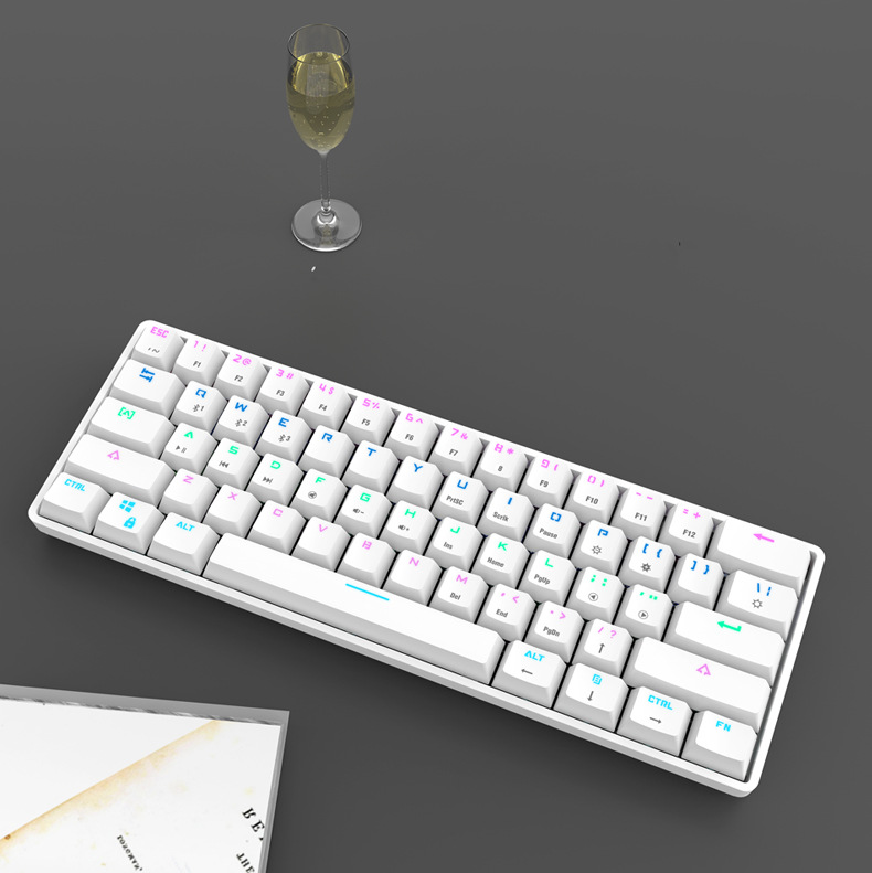 Wireless keyboard Bluetooth the third mock examination 61 RGB green axis mobile tablet notebook desktop game mechanical key_voghion.com