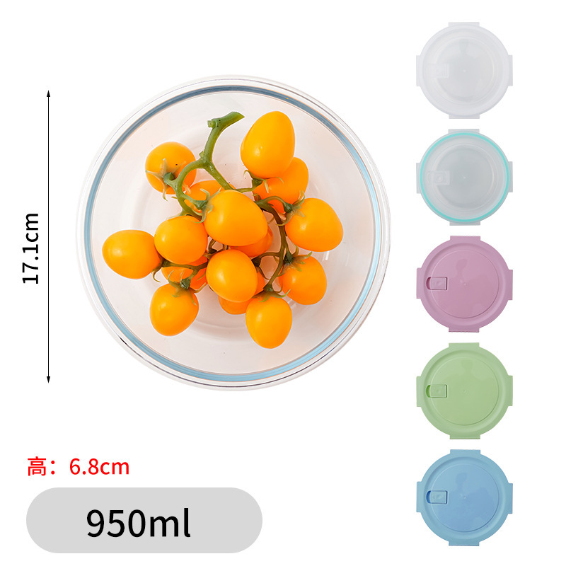 Lonchera de vidrio, tazón de vidrio, caja rectangular para horno microondas, lonchera resistente a altas temperaturas, caja redonda para conservar alimentos, apta para horno microondas