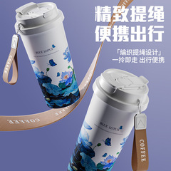 保温カップ陶磁器内胆コーヒーカップ男女の高颜値ストローカップ学生2025新型随行カップ