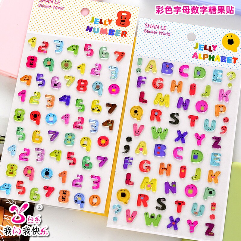 Colorful Transparent Candy 3D Number and Letter Crystal Stickers for Children's Decoration DIY Stickers Creative Journaling Colorful Transparent Candy 3D Number and Letter Crystal Stickers for Children's Decoration DIY Stickers Creative Journaling