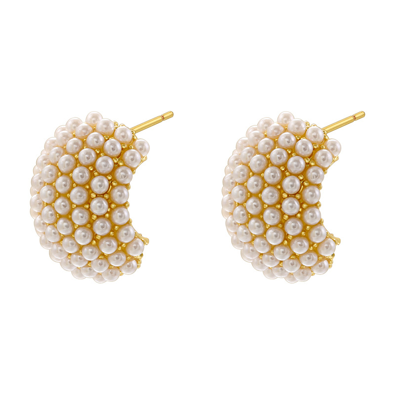 10g Weight Artificial Pearls Inlay Material Ear Studs Classification 1 Pair Lady Water Droplets Irregular Inlay Copper Artificial Pearls Ear Studs