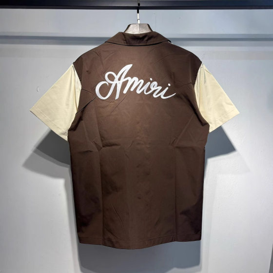 2025 spring and autumn new A @ MI embroidered letters color matching casual loose shirt for men and women with a batch of hair