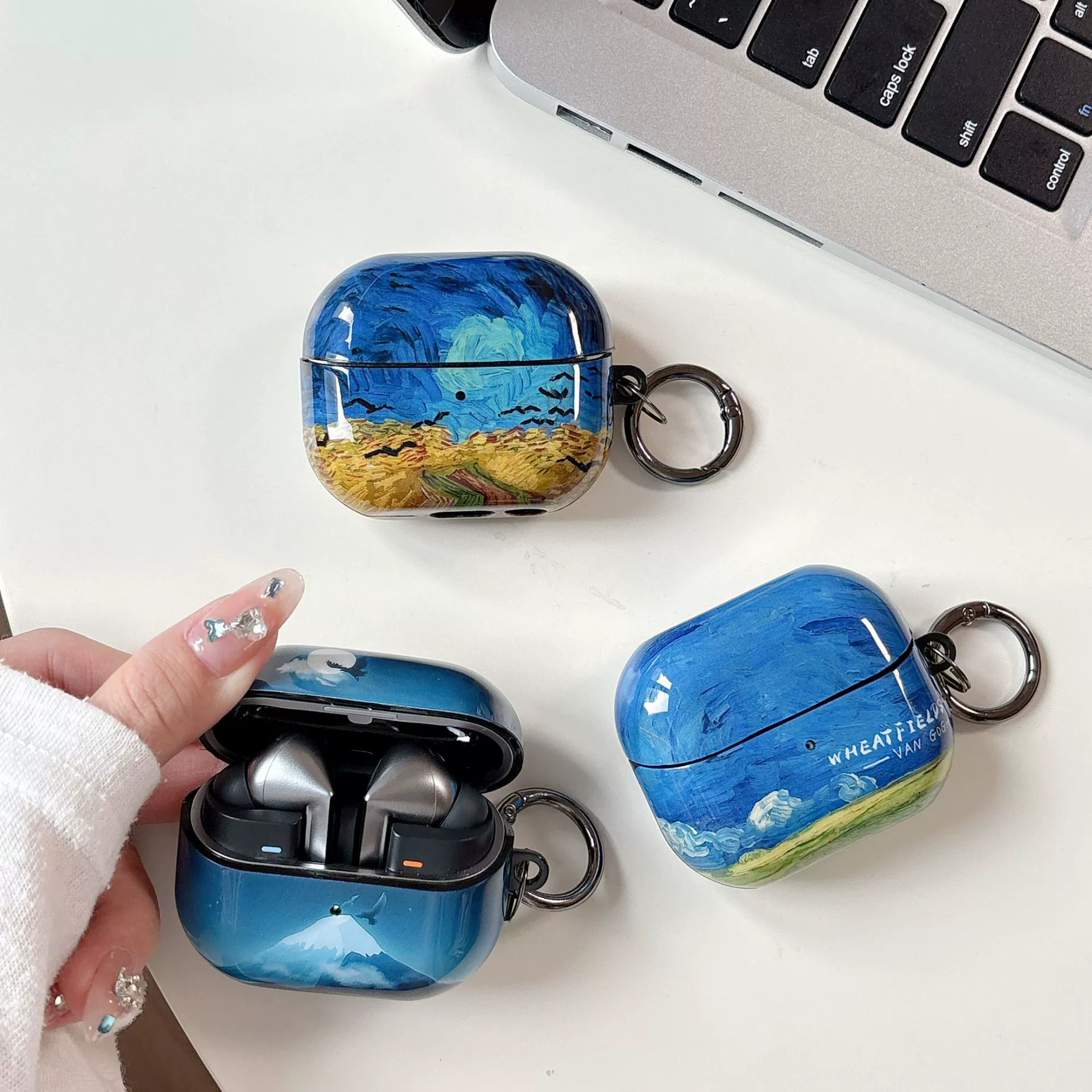 Чехол-накладка для наушников Samsung Galaxy Buds3 с масляной росписью цветок Buds3Pro/FE, беспроводное Bluetooth