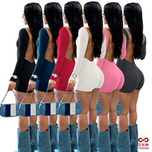 GL6687 亚马逊欧美女装跨境货源 性感舒适运动纯色肩袖露背连体裤