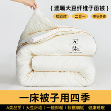 大豆纤维子母被套二合一拉链款被子冬被加厚保暖棉被被芯
