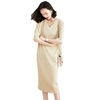 Temperament V-neck thin knitted dress