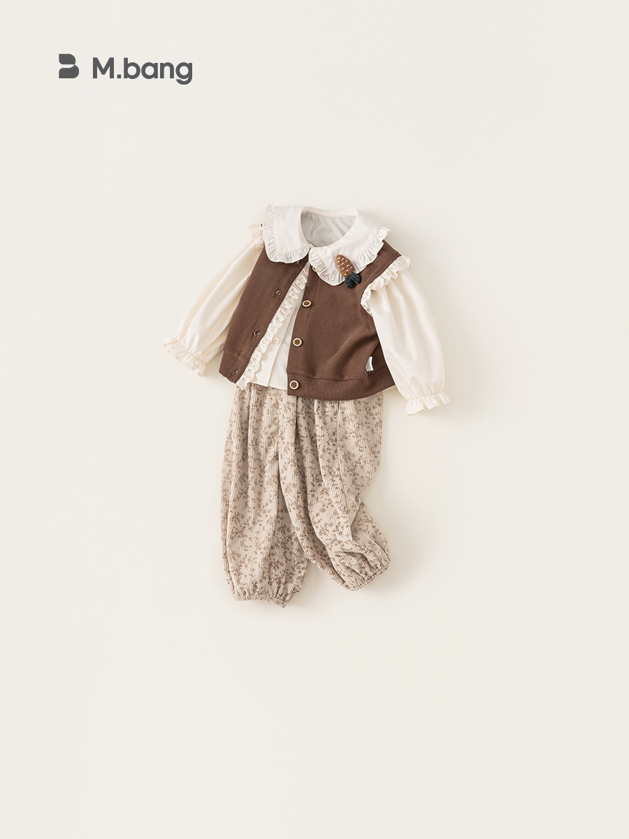 Yoobao ropa infantil de niña de otoño ropa de pantalones de flores 2026 nuevo primavera primavera otoño mujeres bebé son dulce conjunto de tres piezas