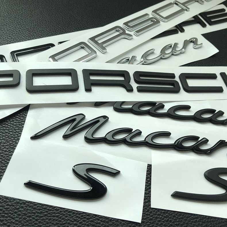 Porsche car emblem, Macan S lettering modification, black lettering for the rear trunk of a Maybach, PORSCHE English logo sticker
