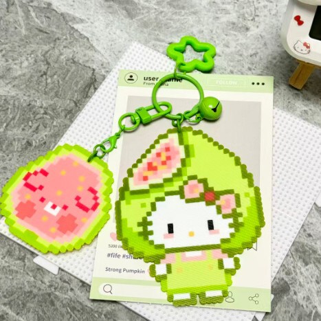 Kt Fruit Bean Cartoon Pixel Pendant Acrylic Cute Key Student Bag School Bag Gift Pendant Best Friend
