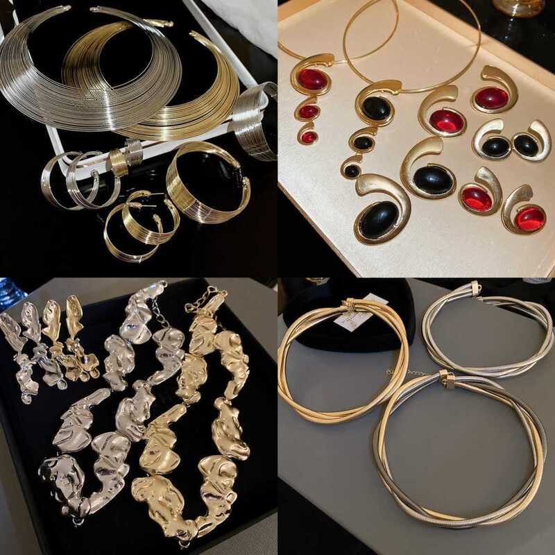 European and American Cross-Border Metal Geometric Bracelets, Fashionable Elegant, Personalized Exaggerated Clavicle Chains, Niche High-End Necklaces and Accessories European and American Cross-Border Metal Geometric Bracelets, Fashionable Elegant, Personalized Exaggerated Clavicle Chains, Niche High-End Necklaces and Accessories