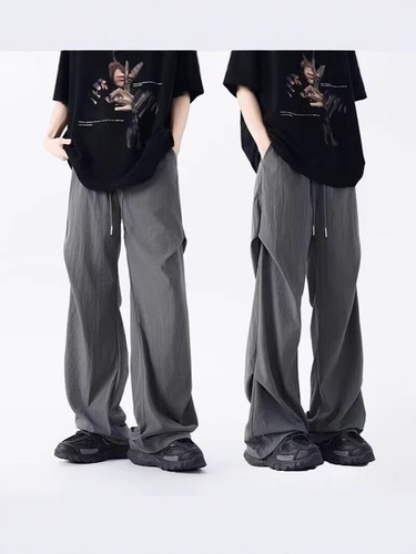 American-style pleated paratrooper quick-dry men's pants 2025 summer new mountain climbing outdoor workwear high street casual ice silk pants