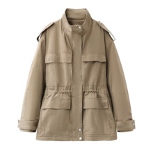 现货2025冬季新款宽松休闲抽绳猎装夹克工装棉衣外套女MBE3COT011